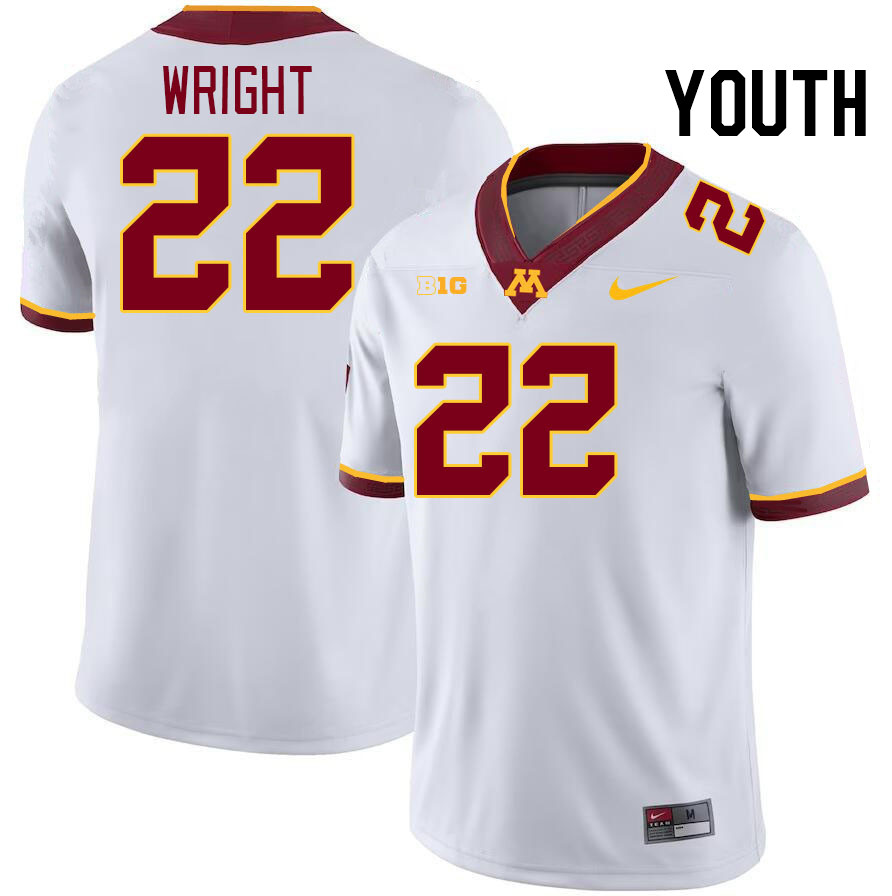 Youth #22 Jaydon Wright Minnesota Golden Gophers College Football Jerseys Stitched-White